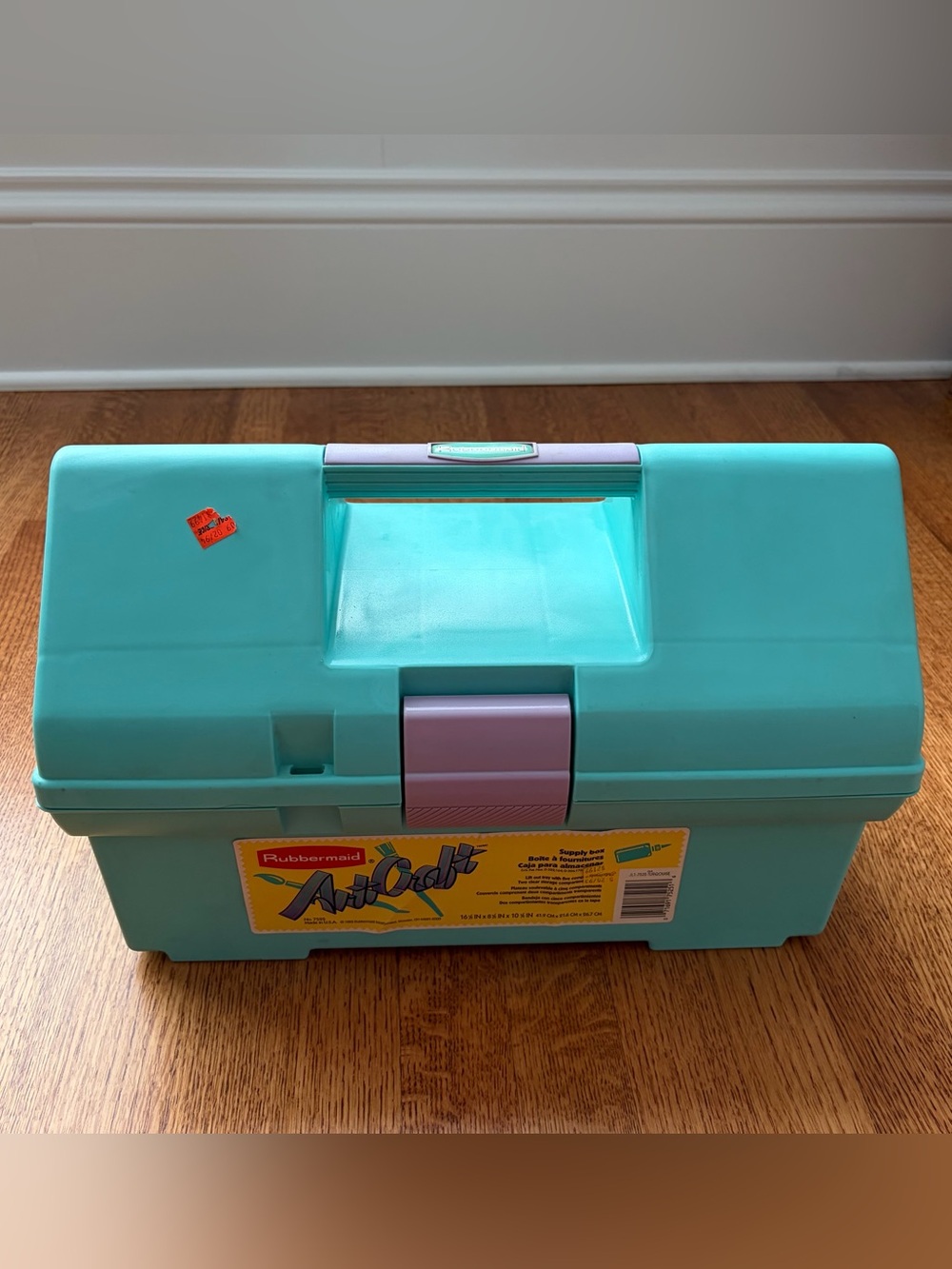 1993 Rubbermaid ArtCraft Supply Box Teal Purple Colorblock 7525 Tray USA RARE